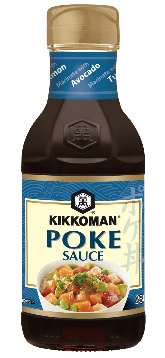Kikkoman Sauce für Poke-Fischsalat auf Basis von Sojasauce und Sesamöl 250 ml Flasche
