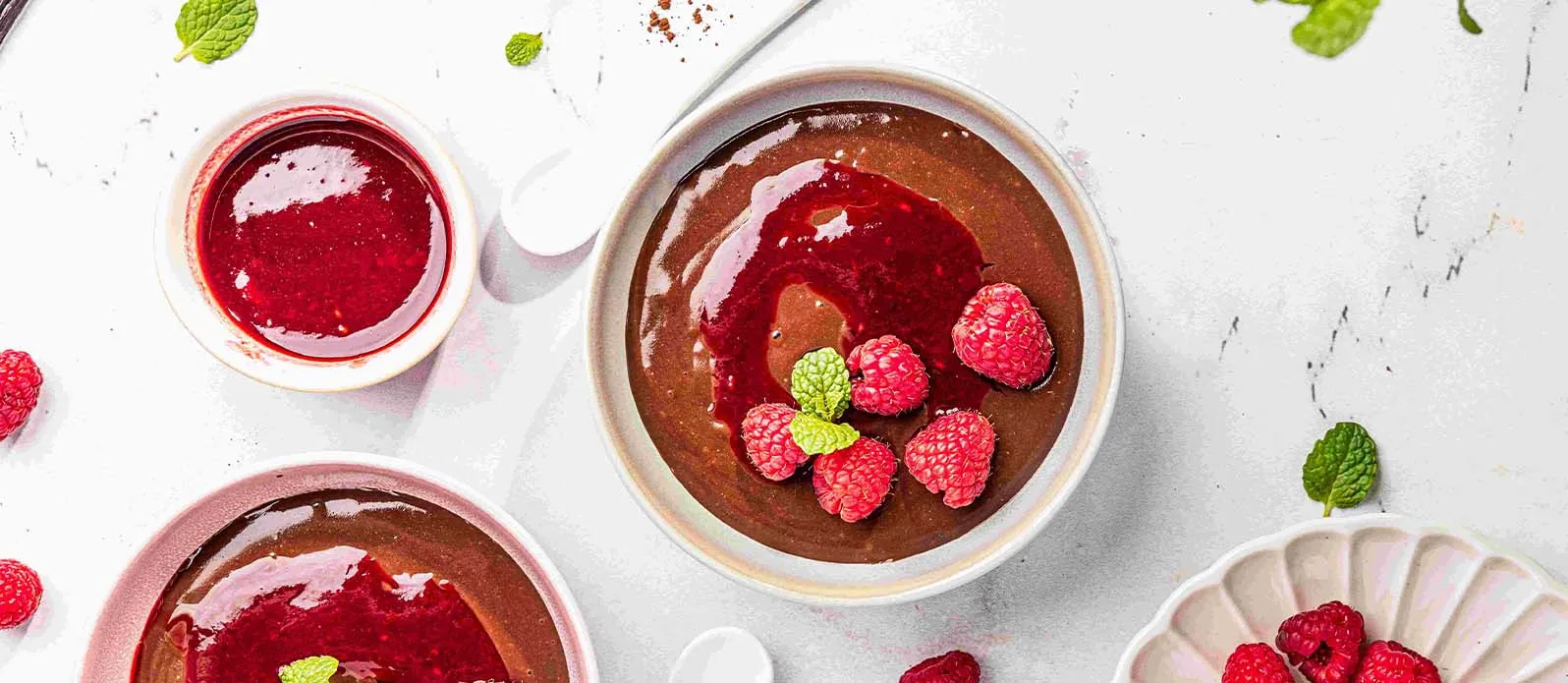 Schokoladenmilchreis mit Himbeersauce