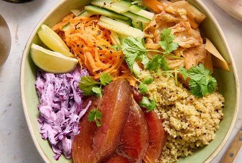 Ceviche à la Lachs mit Wassermelone & Quinoa