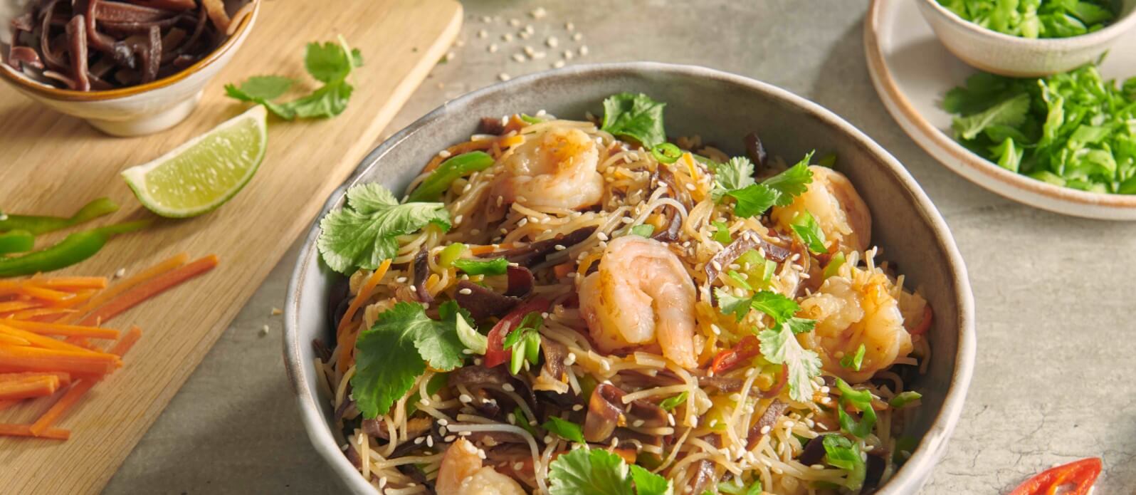 Teriyaki-Crevetten mit Mu-Err Pilzen | Kikkoman